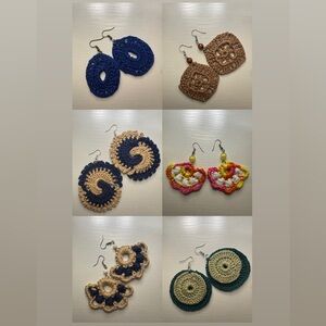 Handcrafted Crochet Earrings Set - Multicolor